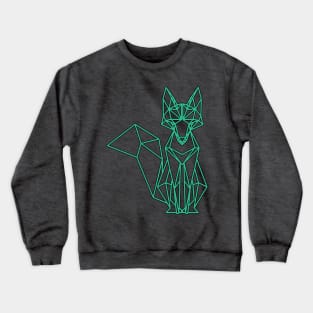 Green Geometric Fox Design Crewneck Sweatshirt